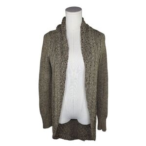 Eddie Bauer XS Cotton Open Knit Shawl Collar Cardigan Sweater Boho Layering